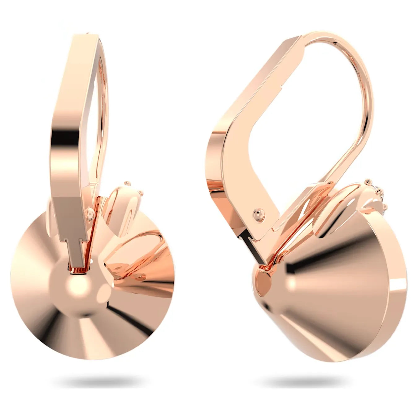 Bella V drop earrings, Round cut, Pink, Rose gold-tone plated
