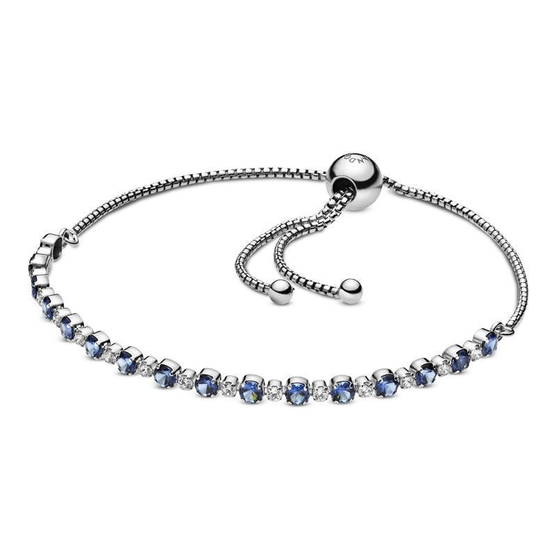 Blue and Clear Sparkle Sliding Bolo Bracelet