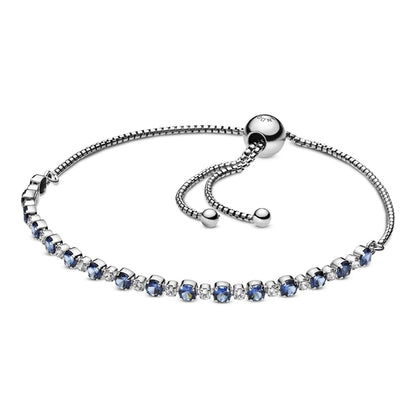 Blue and Clear Sparkle Sliding Bolo Bracelet
