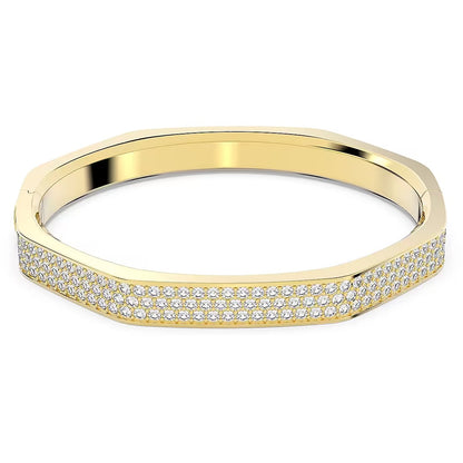 Dextera bangle Octagon shape, White, Gold-tone plated
