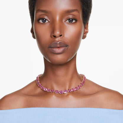 Millenia necklace, Octagon cut, Pink, Gold-tone plated