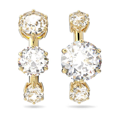 Constella ear cuffs, Asymmetrical design, Round cut, White, Gold-tone plated