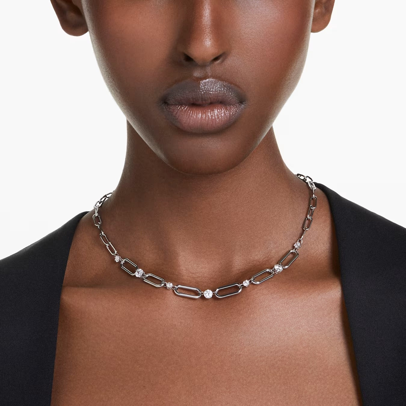 Constella necklace, White, Rhodium plated