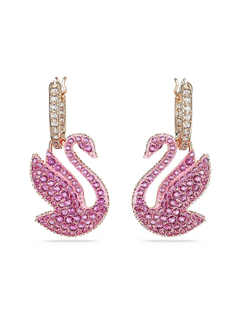 Iconic Swan Hoop Earrings, Rose-Gold Tone Plated
