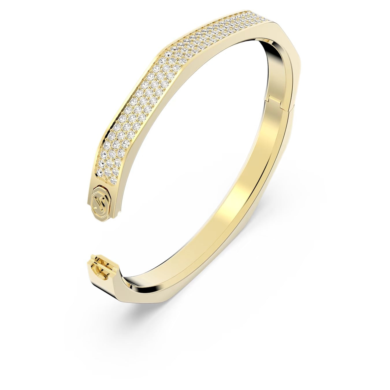 Dextera bangle Octagon shape, White, Gold-tone plated