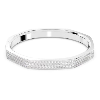 Dextera bangle, Octagon shape, White, Rhodium plated 6.6CM x 5.3CM