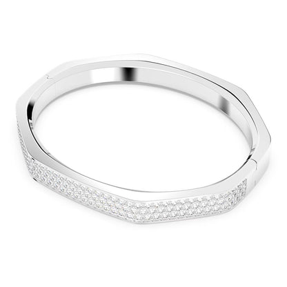Dextera bangle, Octagon shape, White, Rhodium plated 6.6CM x 5.3CM