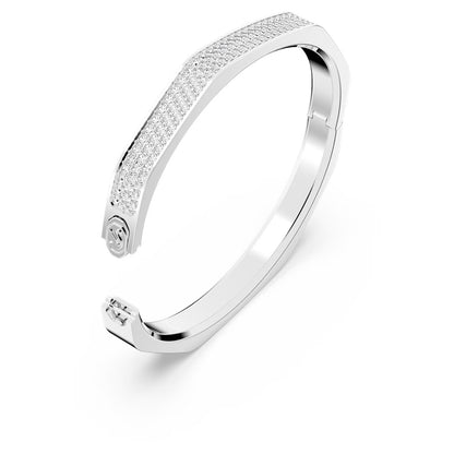 Dextera bangle, Octagon shape, White, Rhodium plated 6.6CM x 5.3CM