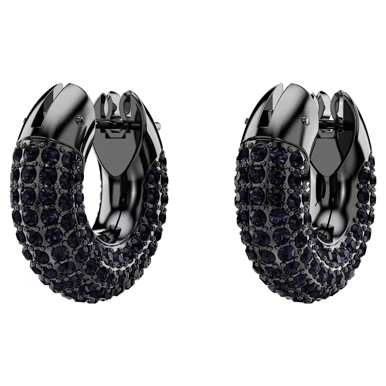 Dextera hoop earrings, Small, Black, Ruthenium plated