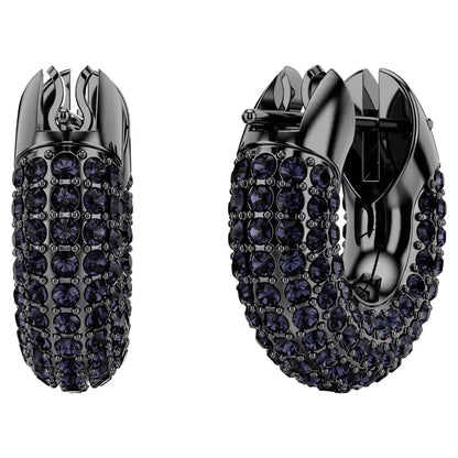 Dextera hoop earrings, Small, Black, Ruthenium plated