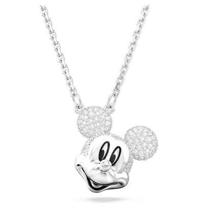 Mickey Mouse pendant Head-shaped, White, Rhodium plated