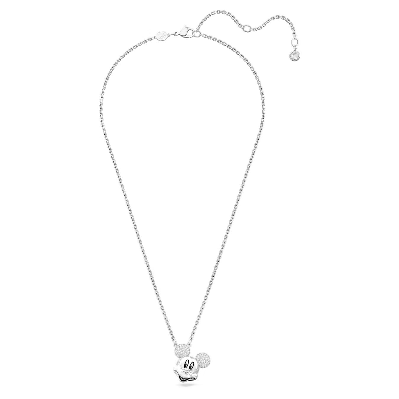 Mickey Mouse pendant Head-shaped, White, Rhodium plated
