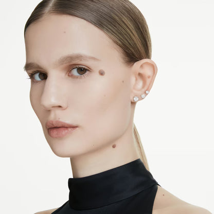 Eternity stud earring, Lab-grown diamonds, Round shape, white gold