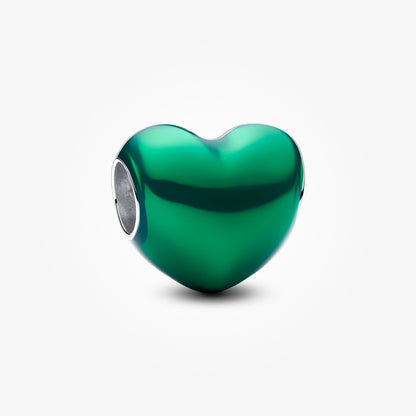 Metallic Green Heart Charm