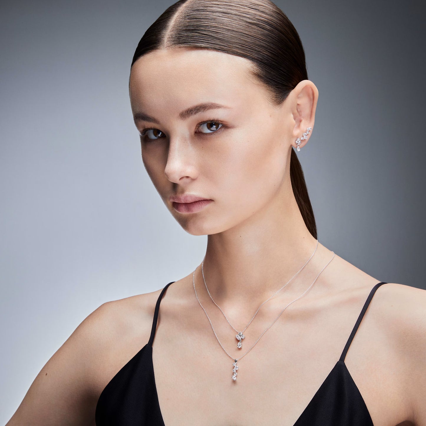 Galaxy ear cuffs, Lab-grown diamonds, Mixed shapes, white gold