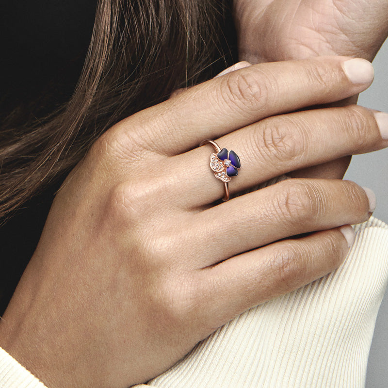 Rose Deep Purple Pansy Ring