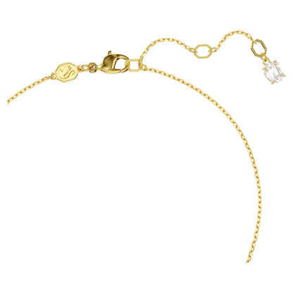Idyllia Pendant Necklace, Octagon cut, Crystal pearls, Heart, Pink, Gold-tone plated