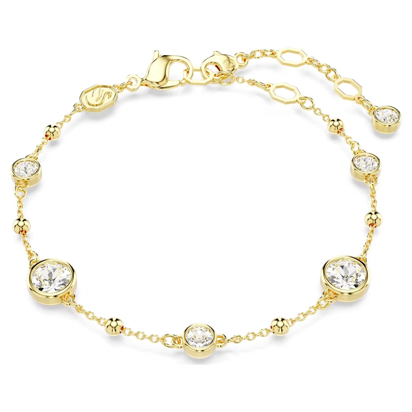 Imber bracelet 16.5 - 19.5 cm, Round cut, White, Gold-tone plated