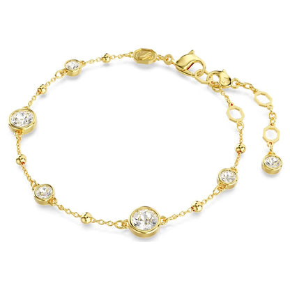 Imber bracelet 16.5 - 19.5 cm, Round cut, White, Gold-tone plated
