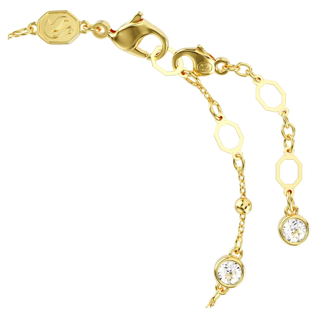 Imber bracelet 16.5 - 19.5 cm, Round cut, White, Gold-tone plated