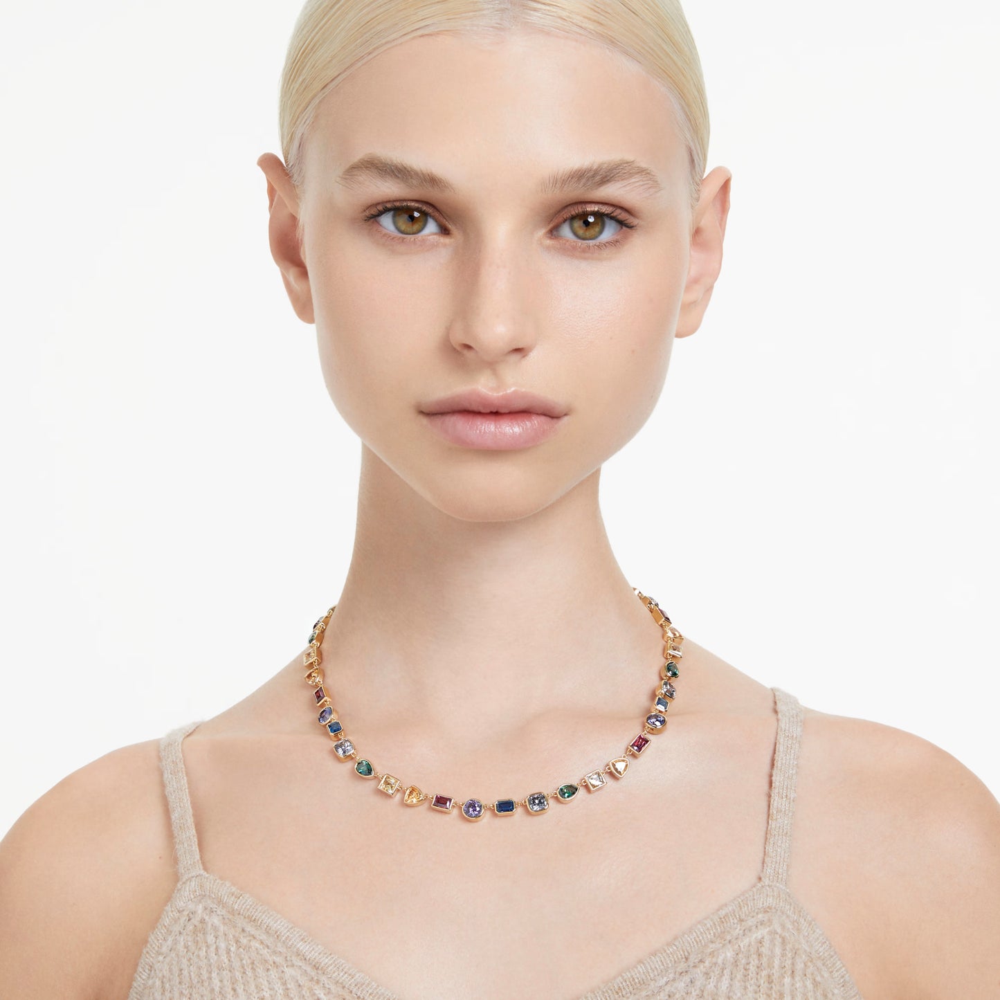 Imber necklace, Mixed cuts, Multicolored, Gold-tone plated