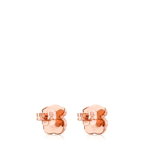 Rose Vermeil Silver Motif Earrings with faceted Onyx