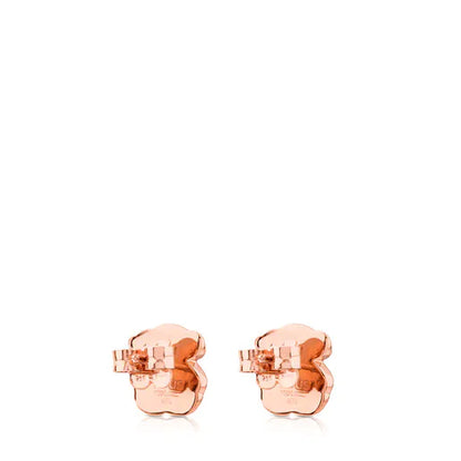Rose Vermeil Silver Motif Earrings with faceted Onyx