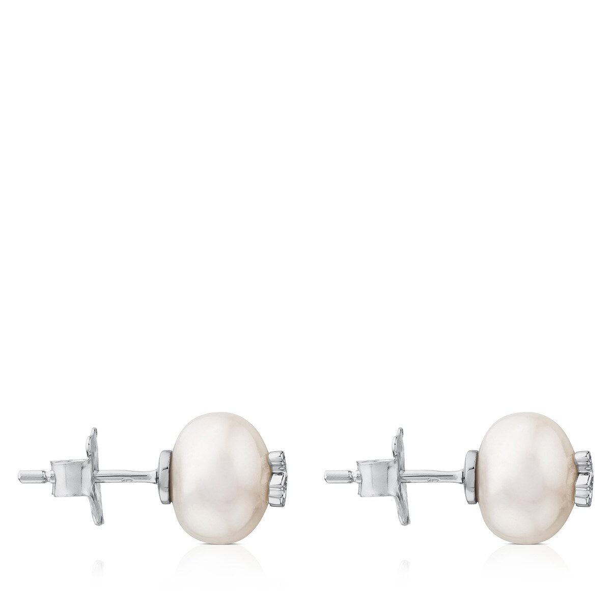 White Gold Puppies Earrings with Diamonds and Pearls