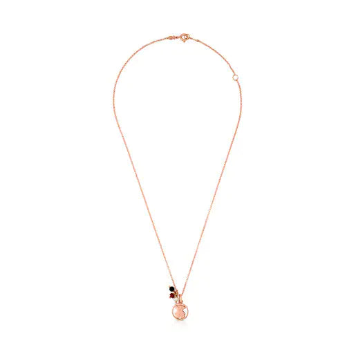 Rose Vermeil Silver Camille Necklace with Onyx, Ruby and Pearl