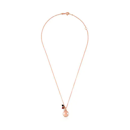 Rose Vermeil Silver Camille Necklace with Onyx, Ruby and Pearl