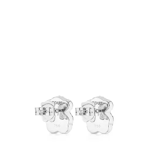 Gold Diamonds Earrings with faceted Onyx Bear motif and diamonds