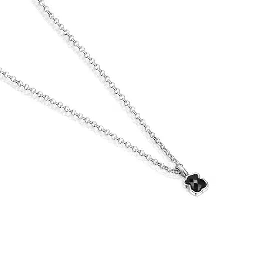 Mini Onix Necklace in Silver with Onyx 0,4cm.
