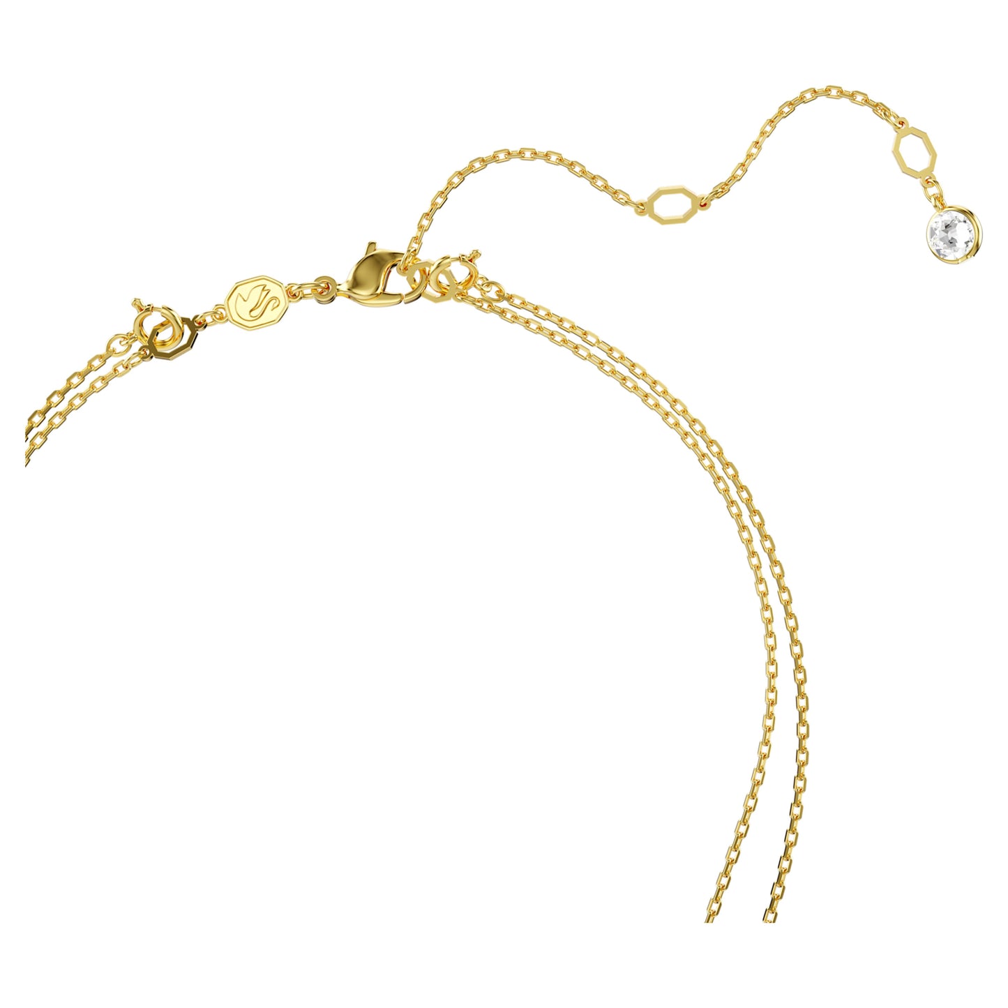 Meteora Layered pendant Necklace, White, Gold Tone plated
