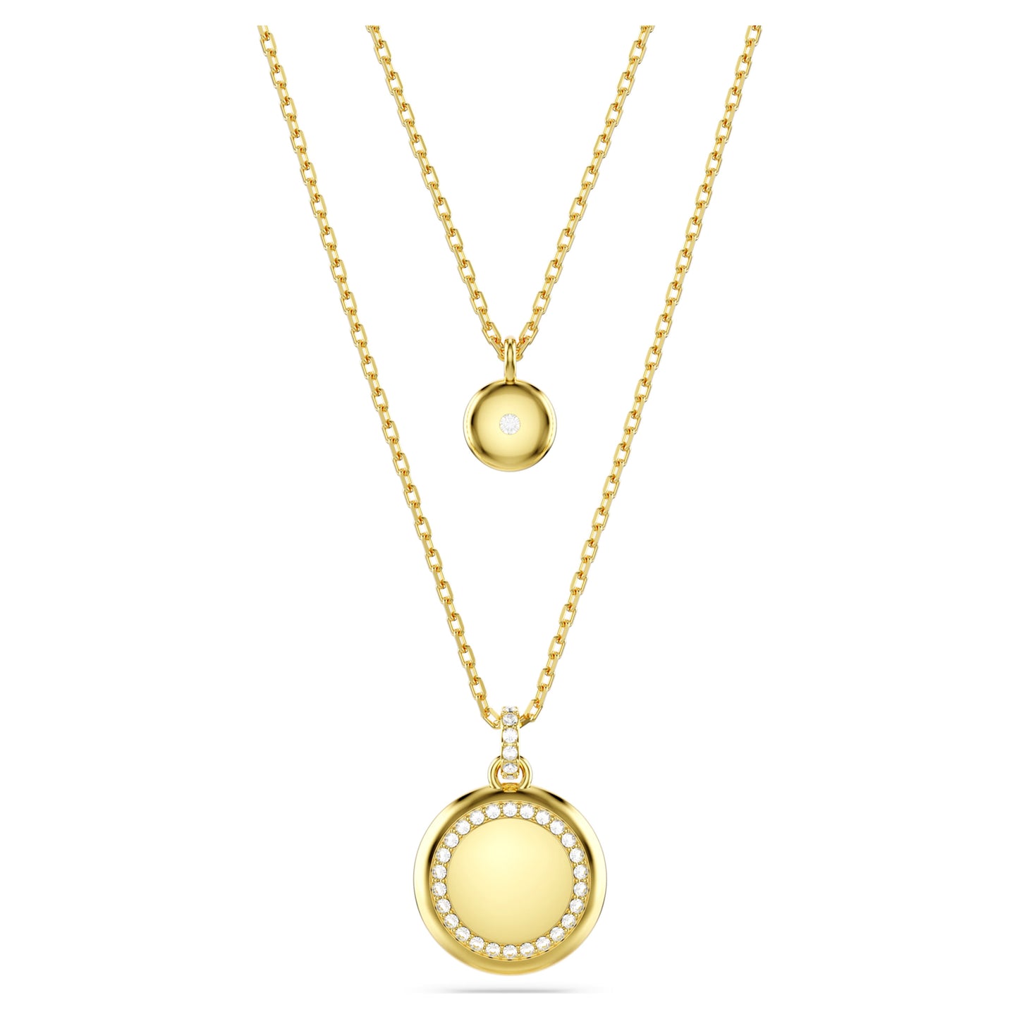 Meteora Layered pendant Necklace, White, Gold Tone plated
