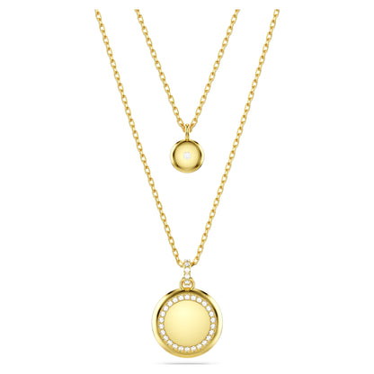 Meteora Layered pendant Necklace, White, Gold Tone plated