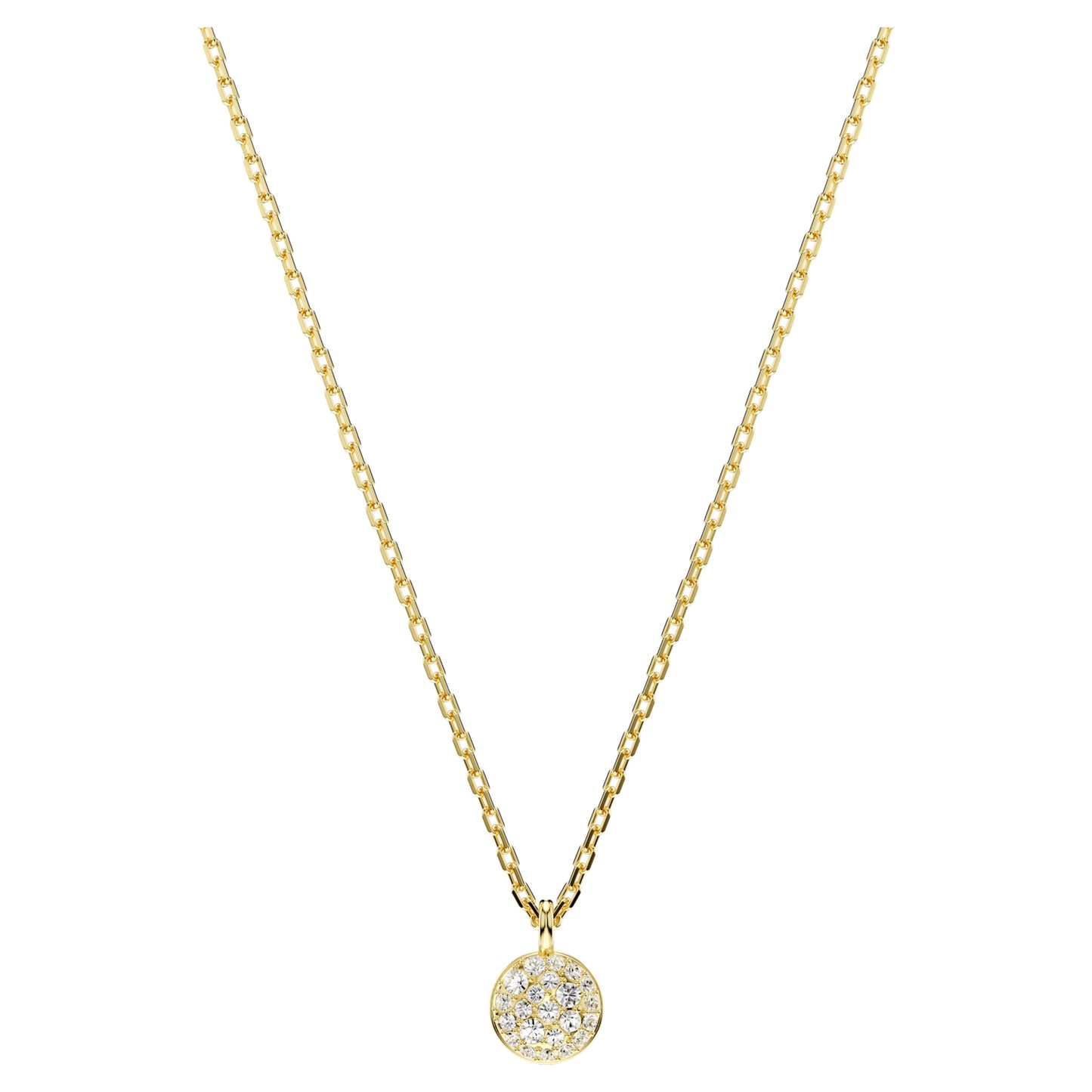 Meteora Layered pendant Necklace, White, Gold Tone plated