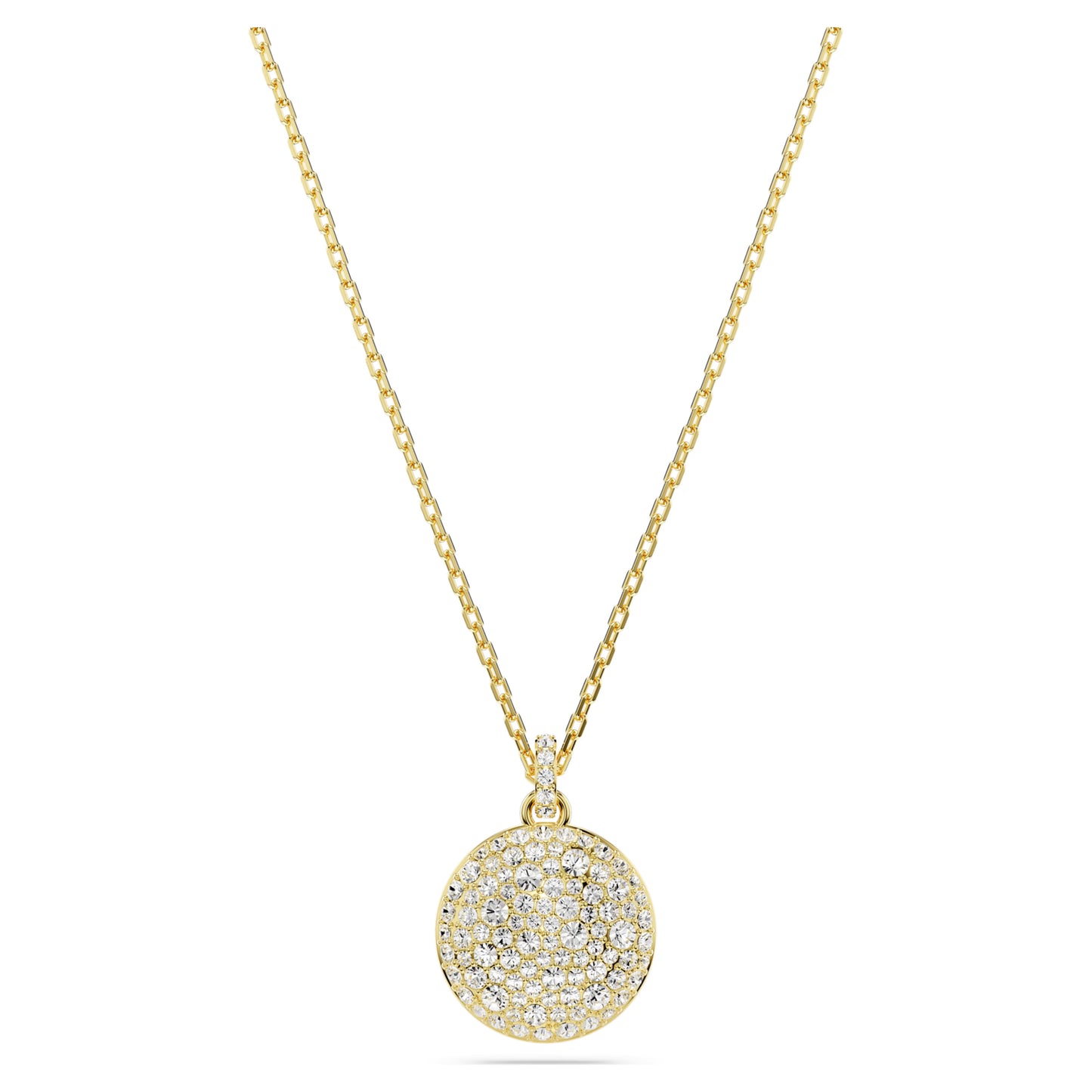 Meteora Layered pendant Necklace, White, Gold Tone plated