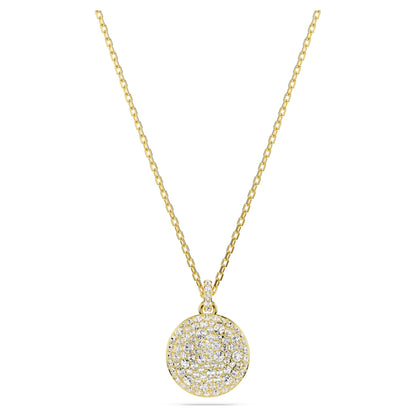 Meteora Layered pendant Necklace, White, Gold Tone plated