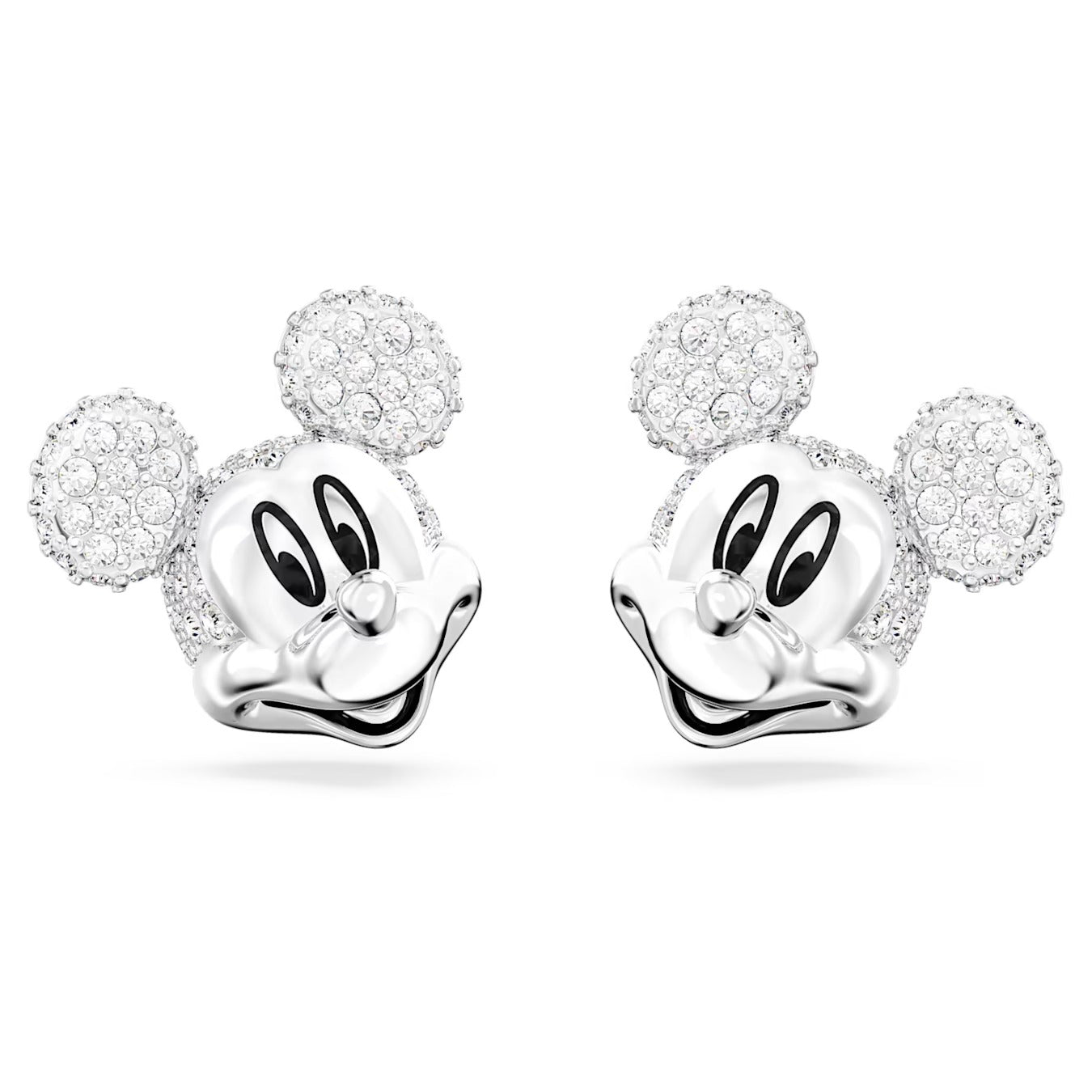 Mickey Mouse stud earrings White, Rhodium plated