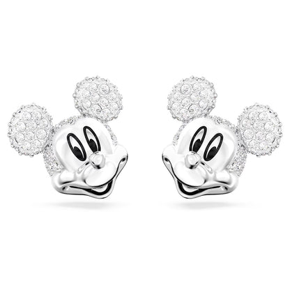 Mickey Mouse stud earrings White, Rhodium plated