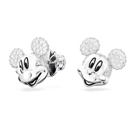 Mickey Mouse stud earrings White, Rhodium plated