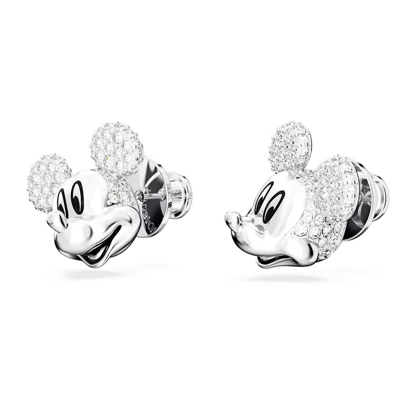 Mickey Mouse stud earrings White, Rhodium plated