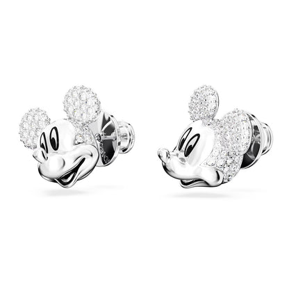 Mickey Mouse stud earrings White, Rhodium plated