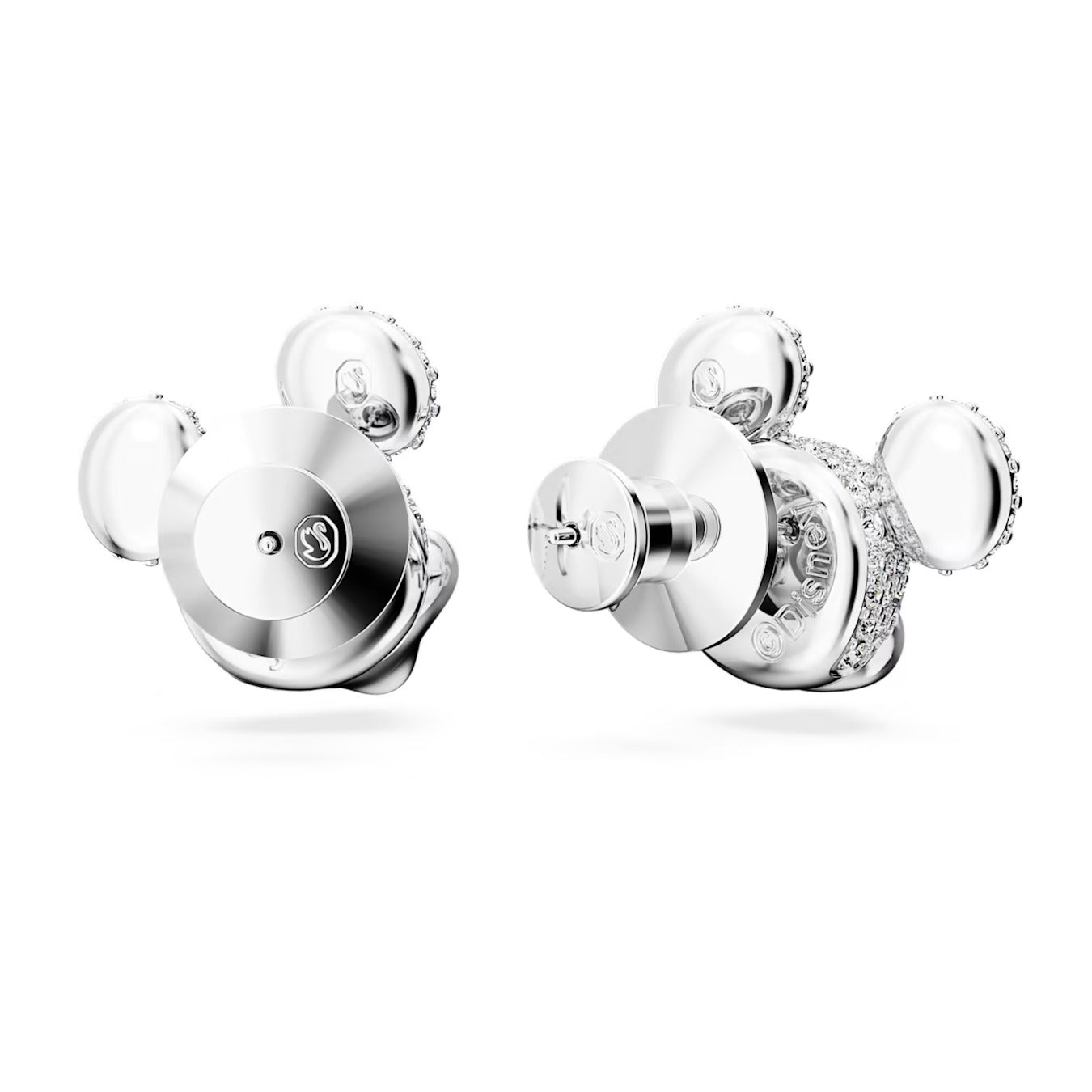 Mickey Mouse stud earrings White, Rhodium plated