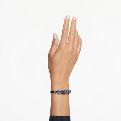 Millenia bracelet Octagon cut, Blue, Ruthenium plated
