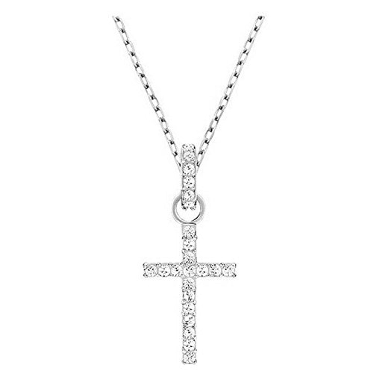 Mini Cross Pendant Necklace, Rhodium Plated