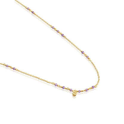 Silver vermeil and amethyst Necklace Bold Bear