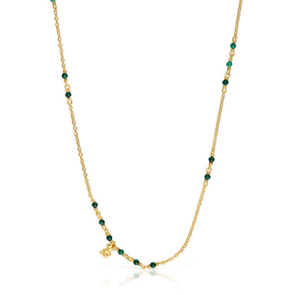 Silver vermeil and malachite Necklace Bold Bear