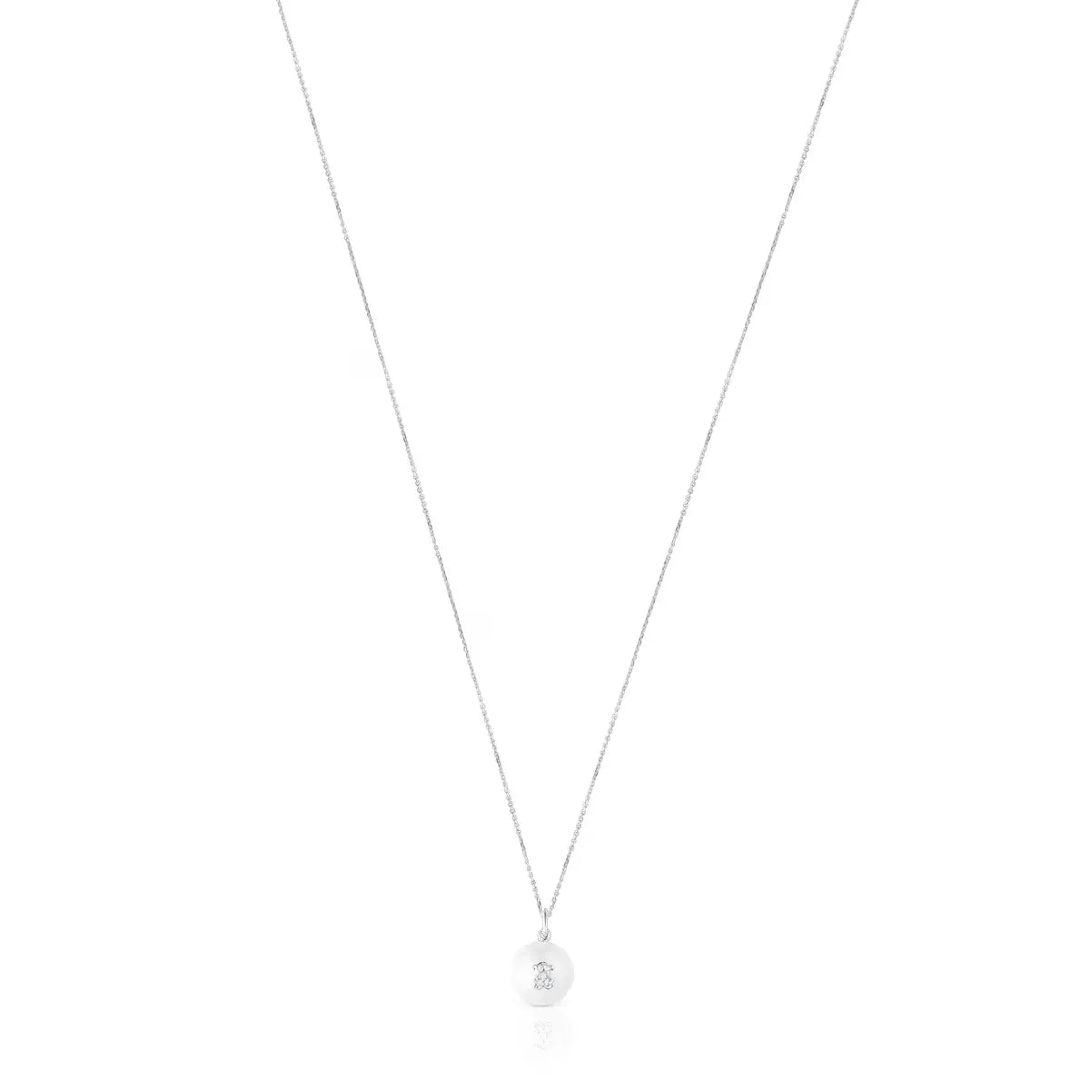 White Gold Puppies Necklace with diamonds and pearls