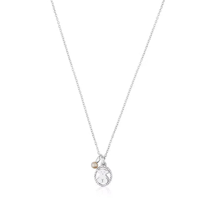 Silver Camee Necklace with Pearl